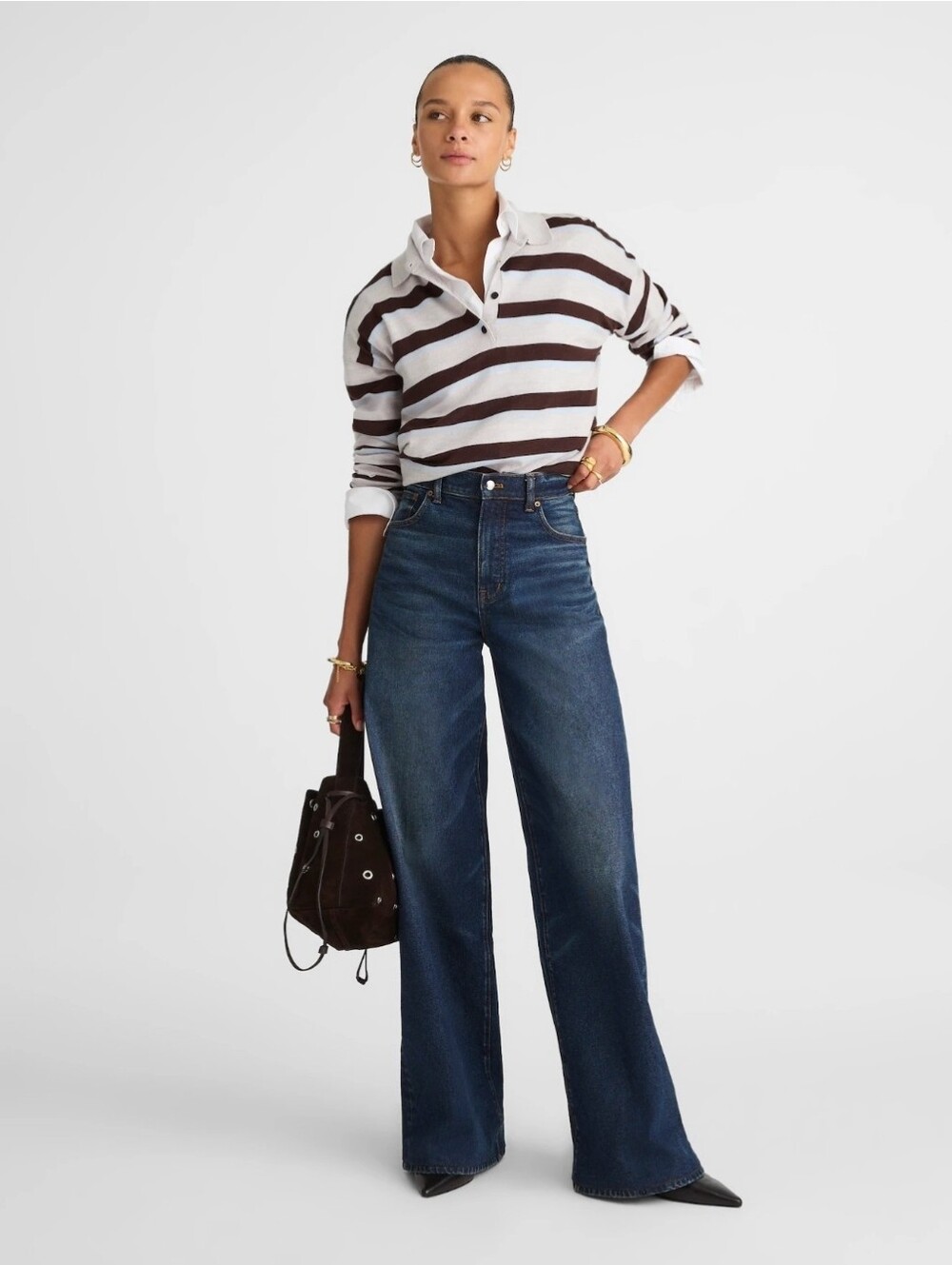 High-Rise Wide-Leg Dark Blue Women’s Jeans